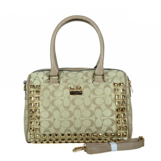 Coach Legacy Haley In Stud Signature Medium Khaki Satchels BDL | Women